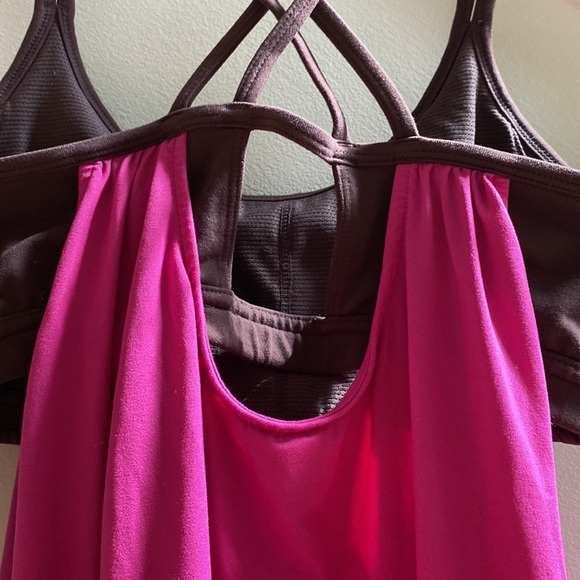 Athleta Hidden Agenda No Limits Built in Bra Racerback Tank Pink Deep Burgundy M - Picture 8 of 10